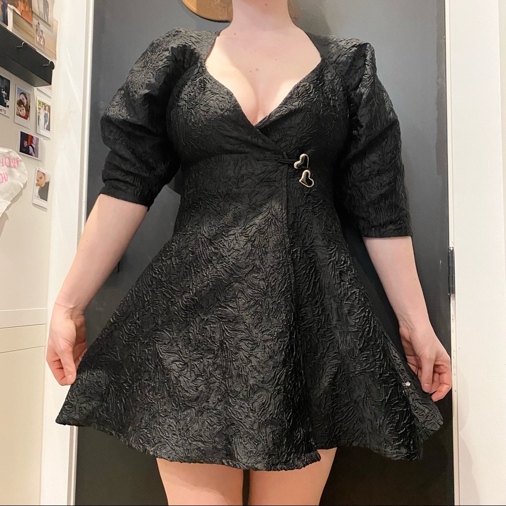 Sister Jane Fit and Flare Date Night Textured Mini Dress Urban Outfitters